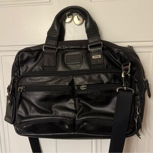 TUMI Alpha Bravo Andersen Slim Commuter Briefcase in Black Coated Canvas